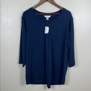 CJ Banks 1X Deep Blue Long Sleeve Top